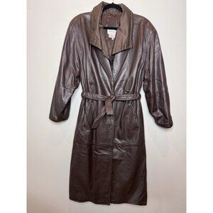 Botticelli Applausi Italian Leather Brown Long Coat Collar Women Belt IT42 US M